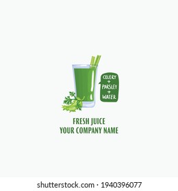 Celery Parsley Fresh Juice Logo Vector