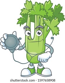 Celery plant cartoon character style as a Doctor with tools