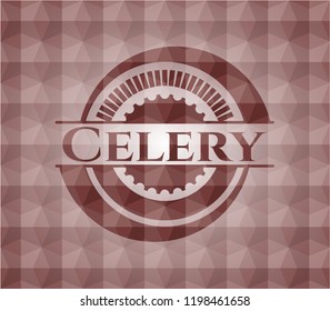 Celery red seamless emblem with geometric pattern background.