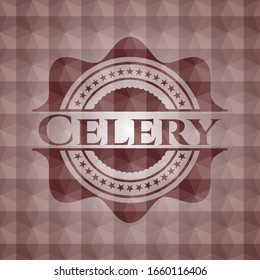 Celery red seamless geometric badge.