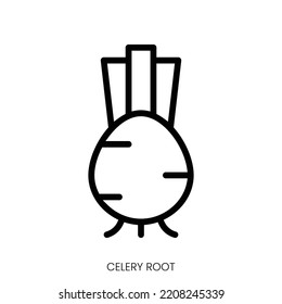 celery root icon. Line Art Style Design Isolated On White Background