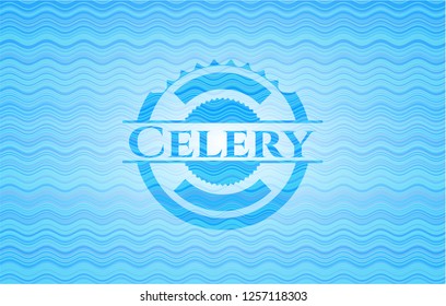 Celery sky blue water wave badge.