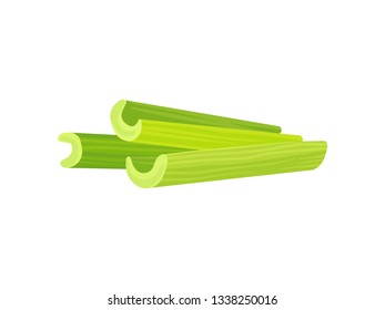 Celery slice. Green vegetable on white background.