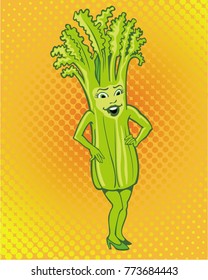 celery stalk female cartoon vector art illustration