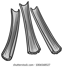 Celery Sticks Illustration - A vector cartoon illustration of some Celery Sticks.