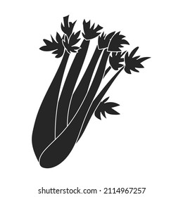 Celery vector icon.Black vector icon isolated on white background of celery.