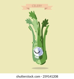celery vegetable cartoon vector illustration