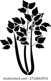 Celery vegetable glyph black illustration