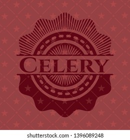 Celery vintage red emblem. Vector Illustration. Detailed.