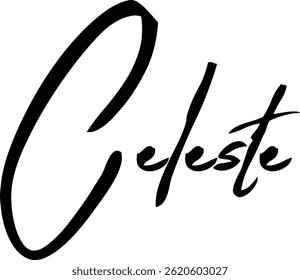 Celeste Baby Girl Name In Stylish Brush Typography Text