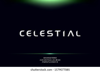Celestial, Abstract technology science alphabet font. digital space typography vector illustration design