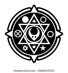 Celestial alignment symbol icon in glyph style