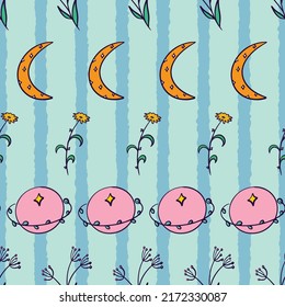 Celestial background vector seamless pattern illustration art