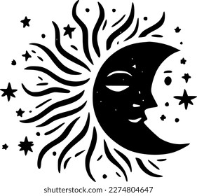 Celestial - Black and White Isolated Icon - Vector illustration