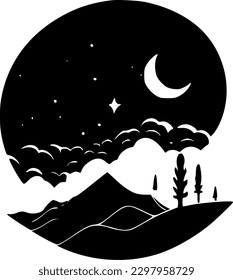 Celestial - Black and White Isolated Icon - Vector illustration