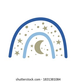 Celestial blue boho rainbow. Vector illustration.