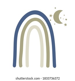 Celestial blue boho rainbow. Vector illustration.