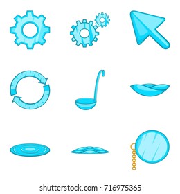 Celestial blue icons set. Cartoon set of 9 celestial blue vector icons for web isolated on white background