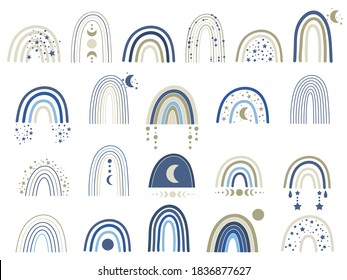 Imagen de clip de arco iris azul celestial. Ilustración vectorial. 