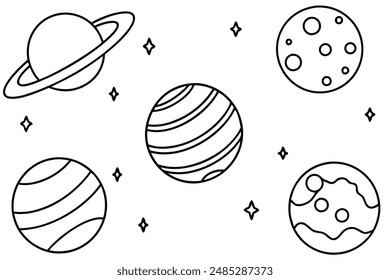 Celestial Bodies Line Art Exploring Cosmic Ideas