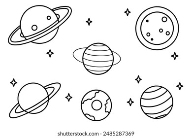 Celestial Bodies Line Art Illustration and Design Concepts