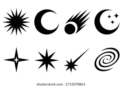 Cuerpos celestes y estallidos de estrellas Crescent Moon Comet