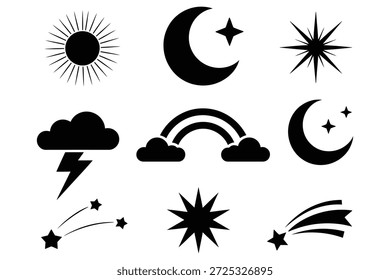 Celestial bodies weather phenomena moon stars