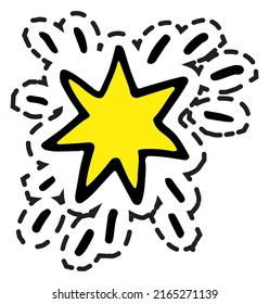 Celestial body, colorful shooting star with trail. Cosmic and universe comet. Top and best review symbol, starry dust. Sticker or patch, isolated icon, logotype or emblem. Vector in flat style