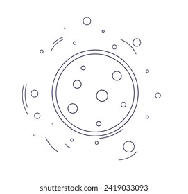 Celestial body or cosmos element, isolated galaxy and universe. Magical and mystic composition with minimalist bohemian circle and swirling particles or dots design. Vector in flat style illustration