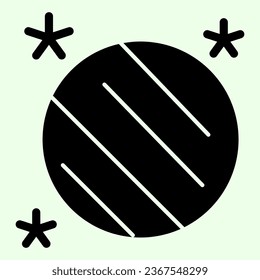 Celestial body solid icon. Globe, shiny planet model with stars glyph style pictogram on white background. Space and Astronomy signs for mobile concept and web design. Vector graphics