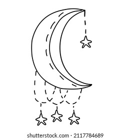 Celestial boho pattern with moon and stars.