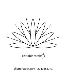 Celestial bush outline logo. Sunny floral emblem. Bohemian sign. Elegant flower for company branding. Editable stroke. Isolated vector stock illustration