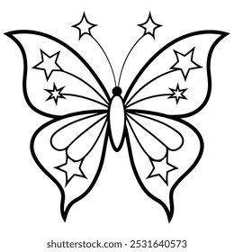 Ilustrador de arte de línea de Vector de silueta de mariposas celestiales
