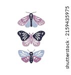 Celestial butterfly with moon phases vector illustration. Magic moth isolated on white background. Mystical floral insect design for poster, card, t shirt print.