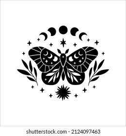 Celestial Butterfly Vector Illustration Mystical Moon Stock Vector ...