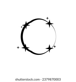 Celestial Circle Frame Isolated On White Background  Vector