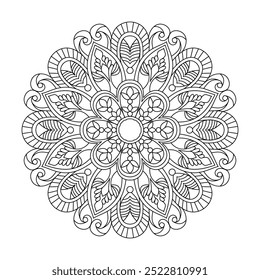 Círculos celestes adulto colorir página mandala livro. Fácil Mandala colorir páginas do livro para adultos para relaxar, experiências dar alívio. Arquivo de vetor redimensionável