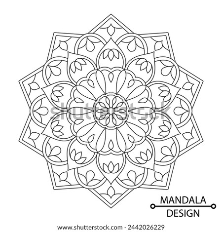 Celestial Circles Mandala of Coloring Book Page for Adults and Children. Editable Vector File