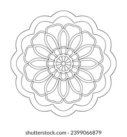 Celestial Circles mandala colouring book page for KDP book interior. Peaceful Petals, Ability to Relax, Brain Experiences, Harmonious Haven, Peaceful Portraits, Blossoming Beauty mandala design. 