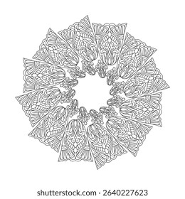 Celestial Circles Mandala template Coloring Book Page. Easy Mandala Coloring Book Pages for Adults to Relax, Experiences Give Relief. Resizeable Vector File