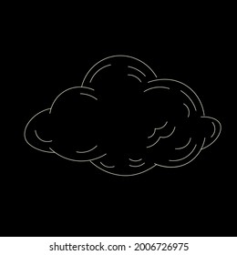 Celestial Cloud in gold colors on black background. Vector icon   perfect for  interior posters, postcards, social media and more.
