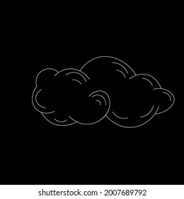 Celestial Cloud in gold colors on black background. Vector icon   perfect for  interior posters, postcards, social media and more.