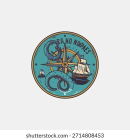 Celestial Compass Die-Cut Sticker, Space Exploration Adventure Decal Vector icon