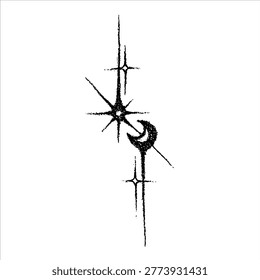 Celestial composition with star and crescent moon celestial crescent composition illustration