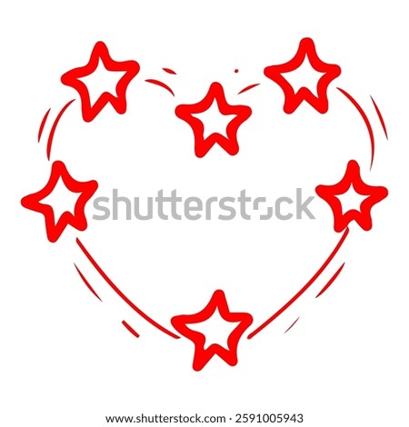 Celestial constellation heart. Hand drawn doodle. Space object. Universe. Heavenly body. Romantic card with love. Astronomy. Vector line art illustration.