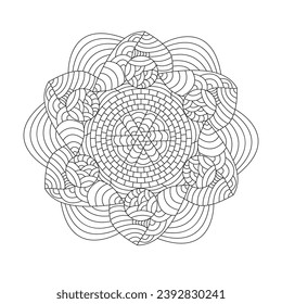 Celestial Convergence mandala coloring book page for kdp book interior. Peaceful Petals, Ability to Relax, Brain Experiences, Harmonious Haven, Peaceful Portraits, Blossoming Beauty mandala design