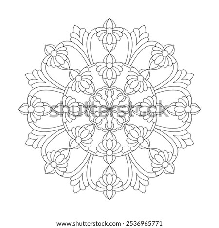 Celestial Convergence Mandala coloring book page. Easy Mandala Coloring Book Pages for Adults to Relax, Experiences Give Relief. Resizeable Vector File