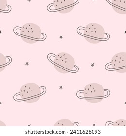 Celestial Delight: Sky and Planet in Cartoon Patterns - Seamless Kids Pattern for Creative Prints, Textiles, and Dreamy Nursery Decor