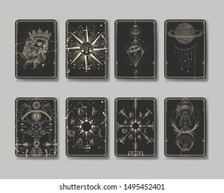 Celestial designs in vintage engraving style.  