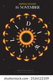 	
A Celestial Diwali Celebration on 14 November with Diya Lamps and Starry Night	